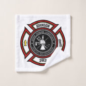 Service d'incendie AJOUTER LE NOM Pompier Insigne  (Gant de toilette)