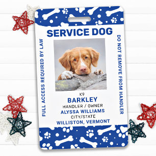 Service Dog Foto-ID - Aangepaste blauwe pagina-afd Badge