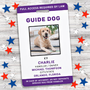 Service Dog Guide Dog ID - Badge photo personnalis