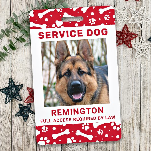 Service Dog-ID Aangepaste rode verf afdrukken Foto Badge