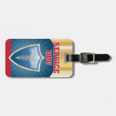 Service Dog label Gold Blue Red met symbool Bagagelabel (Voorkant horizontaal)