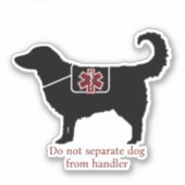 Service Dog Médicale Ne pas séparer Sticker (Devant)
