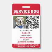 Service Dog Moderne QR Code Rood & Wit Badge (Voorzijde)