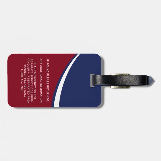 Service Dog Personalized Red Blue Photo ID Badge L Bagagelabel (Achterkant horizontaal)