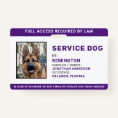 Service Dog Persoonlijke Eenvoudige Foto ID-badge Badge (Voorkant)