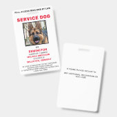 Service Dog Photo ID Badge (Voor- en achterkant)