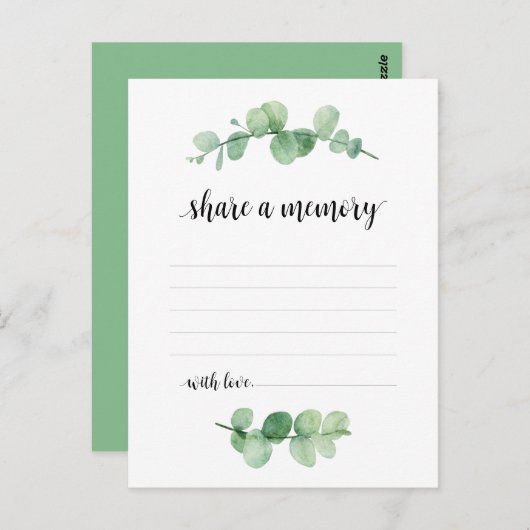 Service funéraire, Eucalyptus, Partager une carte  (Devant / Derrière)