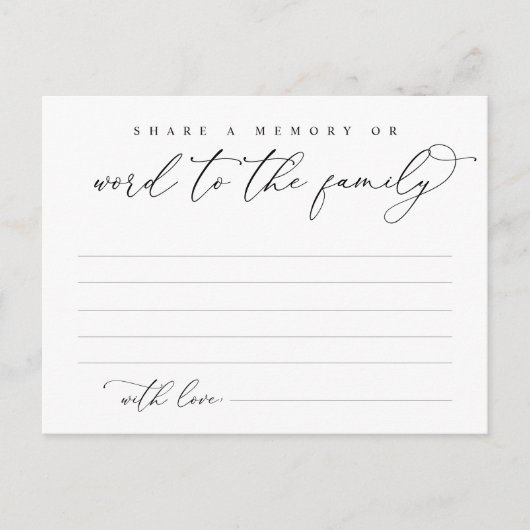 Service funéraire, Partager une mémoire, Carte de  (Devant)