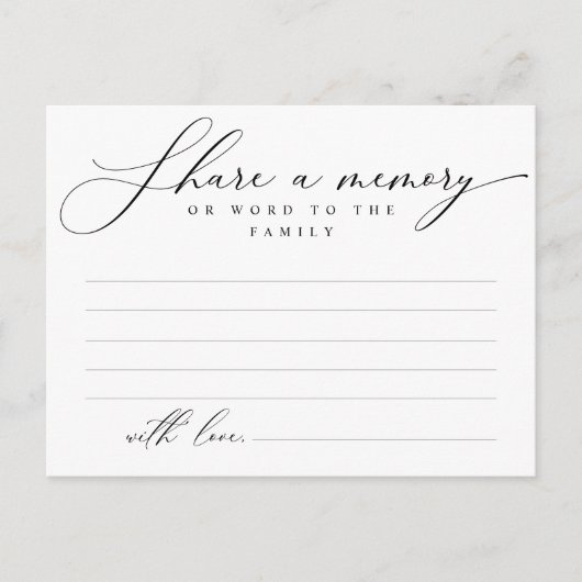 Service funéraire, Partagez un souvenir, Carte de  (Devant)