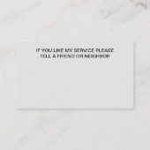 Service local de pelouse Meilleurs Cartes de visit (Dos)