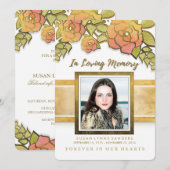 Service Memorial Invitation photo de Golden Flower (Devant / Derrière)