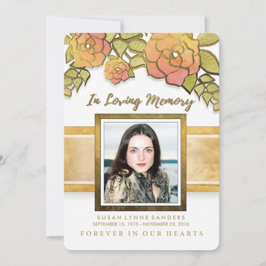 Service Memorial Invitation photo de Golden Flower (Devant)