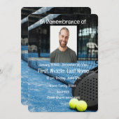 Service Memorial Invitation Tennis Jeu Racket Ball (Devant / Derrière)