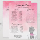Service Menu Girl met Braid Pink Waterverf  Briefhoofd (Voorkant / Achterkant)