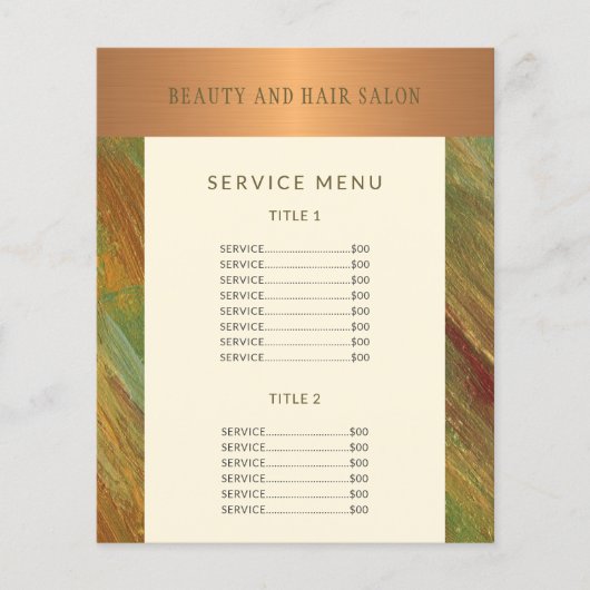 Service menu promotionele moderne schoonheidssalon (Voorkant)