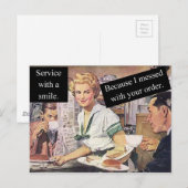 Service met een glimlach -  Diner Waitress Briefkaart (Voorkant / Achterkant)