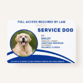 Service personnalisé Chien bleu Photo ID Badge (Devant)