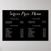 Service Price Menu Custom Printed Poster (Voorkant)