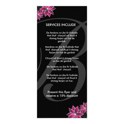 Service Technicien de ongles Menu / Tableau des pr (Dos)