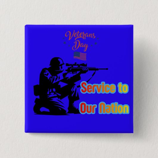 Service To Nation deep blue Vierkante Button 5,1 Cm (Voorkant)