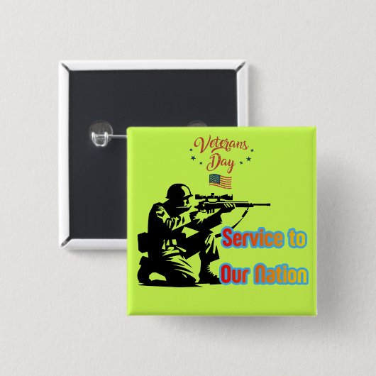 Service To Nation light green Vierkante Button 5,1 Cm (Voorkant /achterkant)