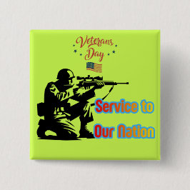 Service To Nation light green Vierkante Button 5,1 Cm