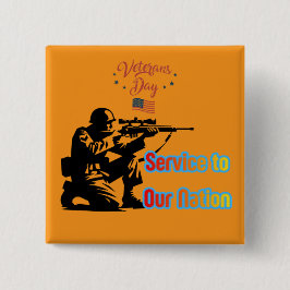 Service To Nation orange Vierkante Button 5,1 Cm