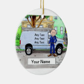 Service Van, Blue - Male Keramisch Ornament (Rechts)