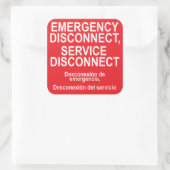 Service voor noodontkoppeling — Verbrekingslabel Vierkante Sticker (Tas)
