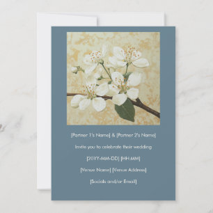 Serviceberry Flower Gravure Wedding Invitation Kaart
