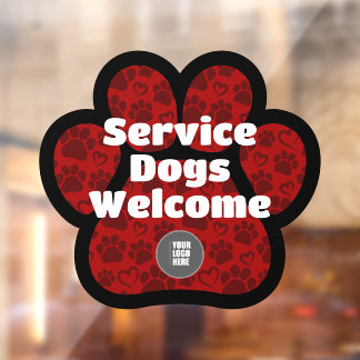 Servicehonden Welkom Huisdier Pootafdruk Aangepast Raamsticker