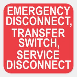 Servicelabel voor Disconnect Transfer Switch Vierkante Sticker