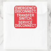Servicelabel voor Disconnect Transfer Switch Vierkante Sticker (Tas)