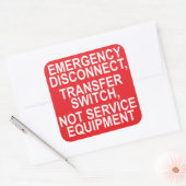 Servicelabel voor Disconnect Transfer Switch Vierkante Sticker (Envelop)