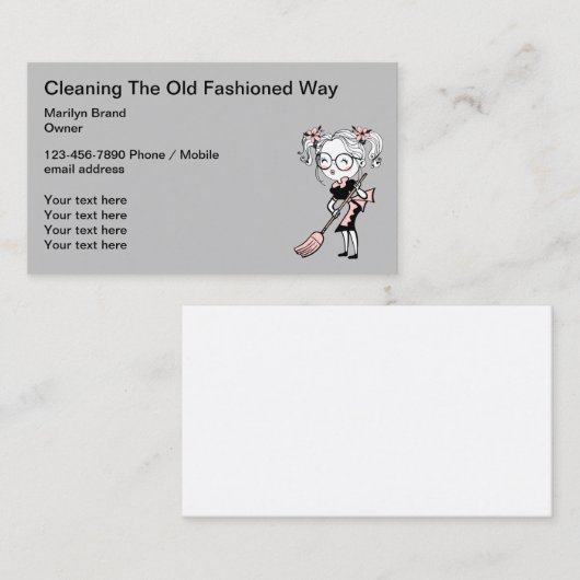 Services de nettoyage Carte de visite rétro classi (Devant / Derrière)