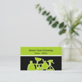Services de nettoyage vert Carte de visite moderne (Debout devant)