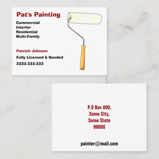 Services de peinture Cartes de visite (Devant / Derrière)