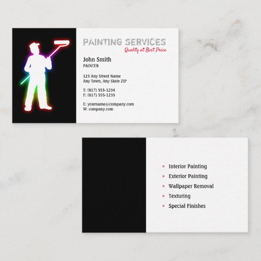 Services de peinture | Peintres Carte de visite (Devant / Derrière)