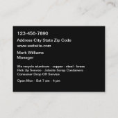 Services de recyclage des déchets de métaux Cartes (Dos)