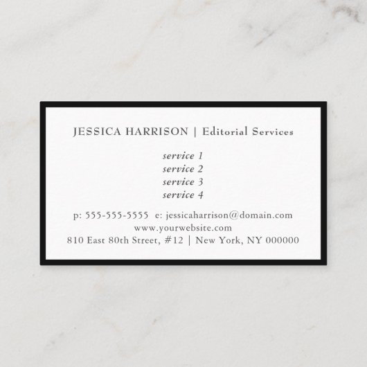 Services de rédaction Carte de visite frontalier n (Dos)