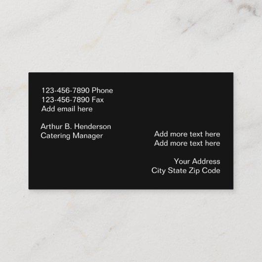 Services de restauration Cartes d'affaires (Dos)