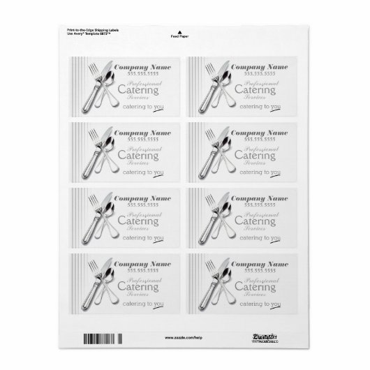 Services de restauration professionnelle Étiquette (Feuille entière)