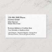 Services d'électricien Nouveaux Cartes de visite u (Dos)
