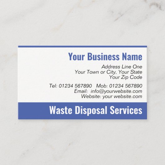 Services d'élimination des déchets Carte de visite (Devant)
