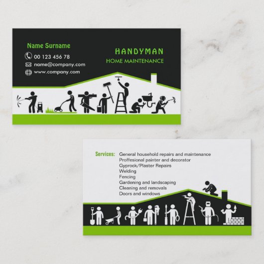 Services Handyman, carte de visite d'entretien à d (Devant / Derrière)