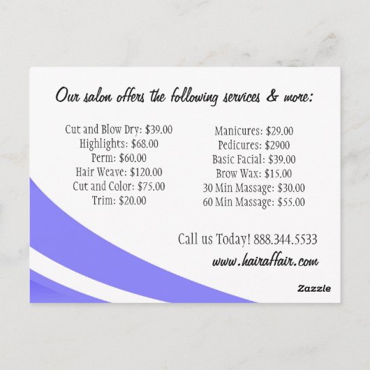 Services offerts ~ Carte postale (Dos)