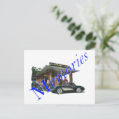 servicestation uit de jaren vijftig briefkaart (Staand voorkant)