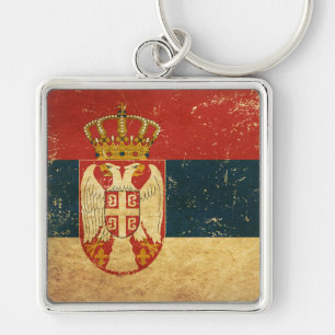 Servië Flag Metal Sleutelhanger