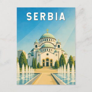 Servië Illustratie Reis Kunst Vintage Briefkaart