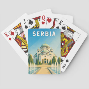 Servië Illustratie Reis Kunst Vintage Pokerkaarten